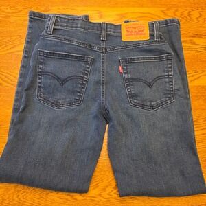 Levi Strauss 514 Kids Jeans Adjustable Waist‎ Dark Blue Denim Size 12 REG 26x27